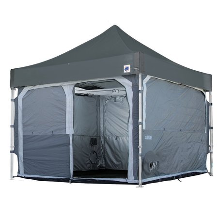 E-Z UP Work Cube Shelter Kit, 10' W x 10' L, Gray Aluminum Frame, Steel Gray Top WCA10KSG